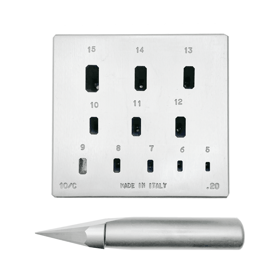 Bezel Forming Block 10/C ,Rectangular(Cut Corners), 5mm x 2.5mm-15mm to 7.5mm ,17°, 11holes - Wing Wo Hong Industrial Products Ltd.