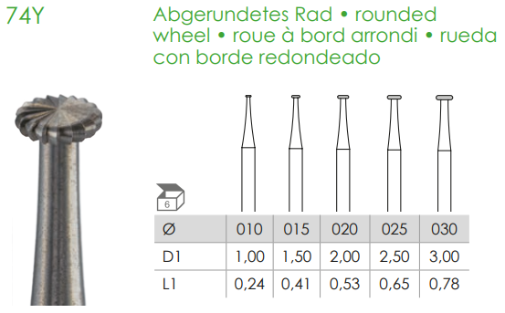 Busch Fig.74Y Rounded Wheel bur