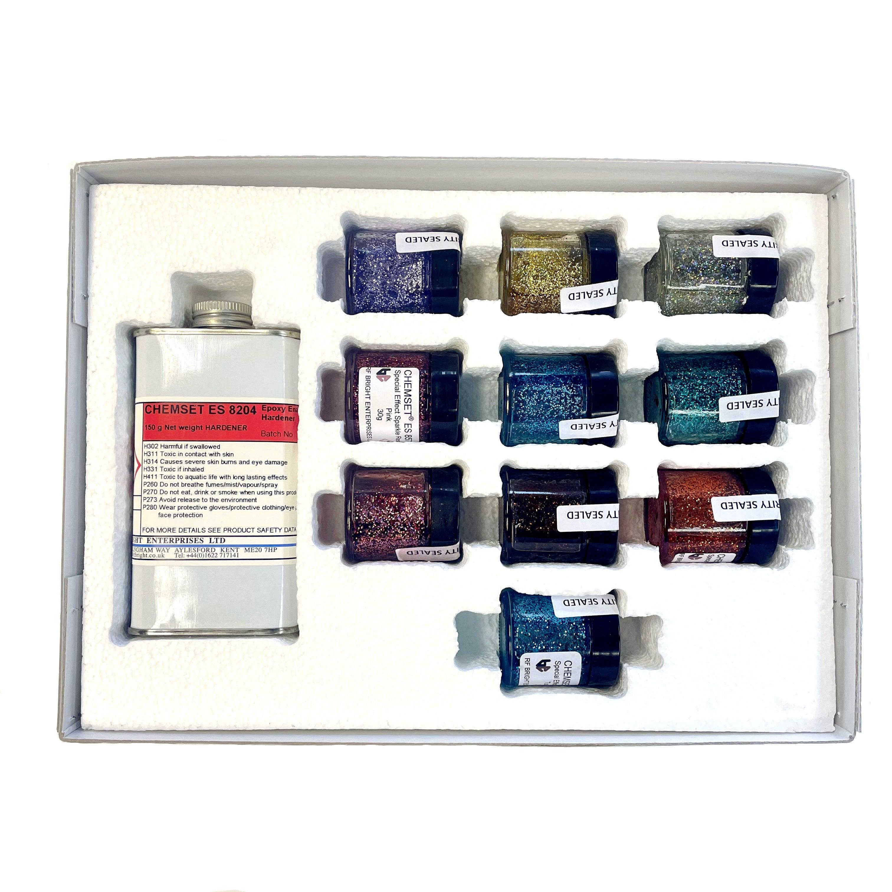CHEMSET Epoxy Enamelling Starter Pack XX - Special Effects Sparkle Resins Kit - Wing Wo Hong Industrial Products Ltd.