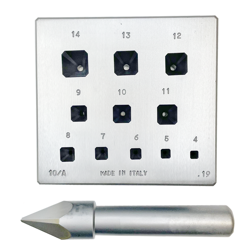 ベゼル成形ブロック 10/A、スクエア(角カット)、4-14mm、17°、11穴