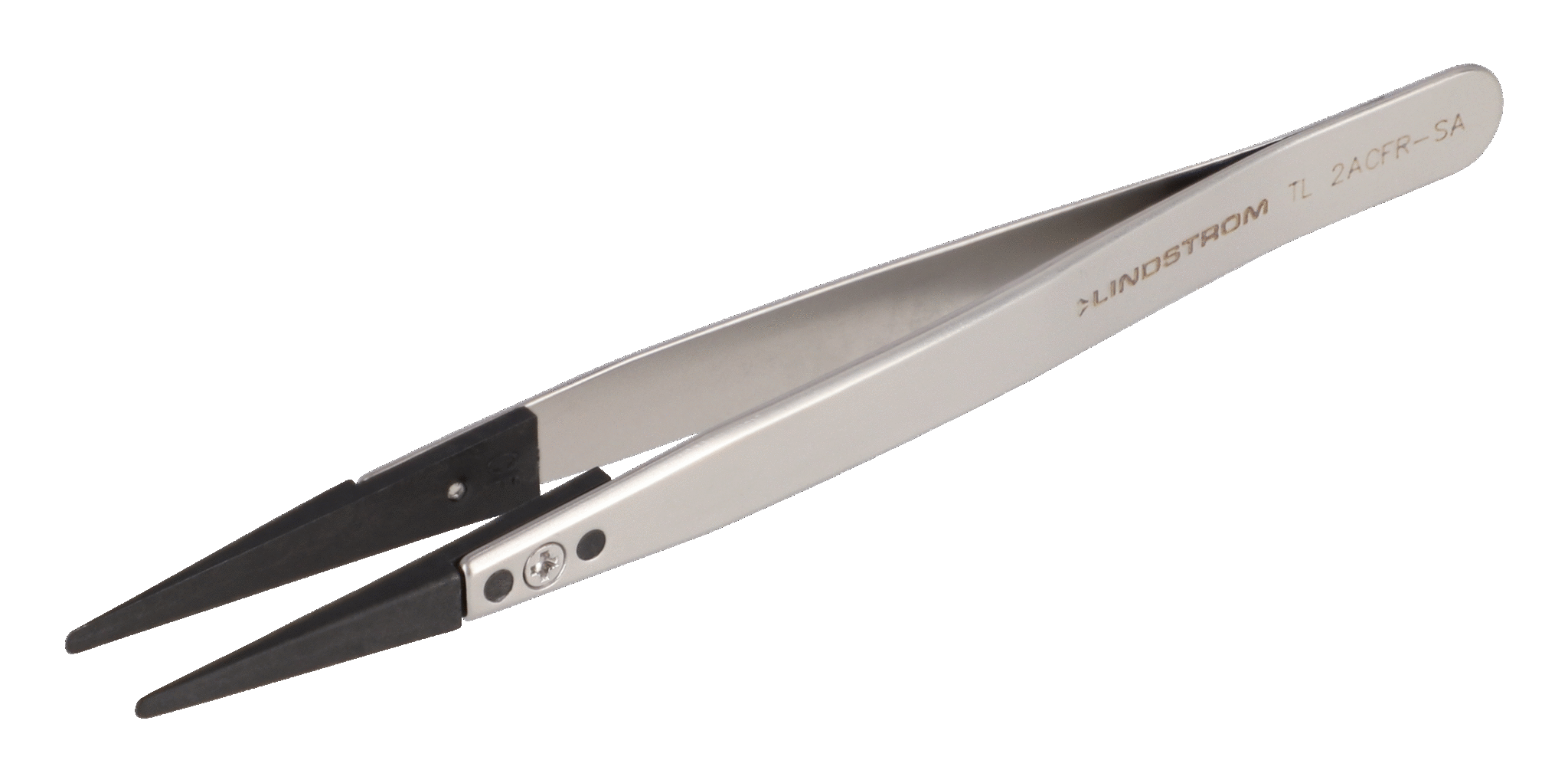Lindstrom Carbon Fibre Plastic Replaceable Tip ESD Safe Tweezers Style 2ACFR with Very Fine and Round Flat Tips 130 mm