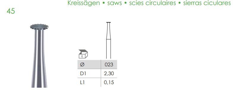 Busch 车针 Fig. 45 钨钒钢车针