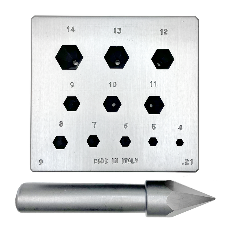 Bezel Forming Block 9,Hexagonal, 4-14mm ,17°, 11holes
