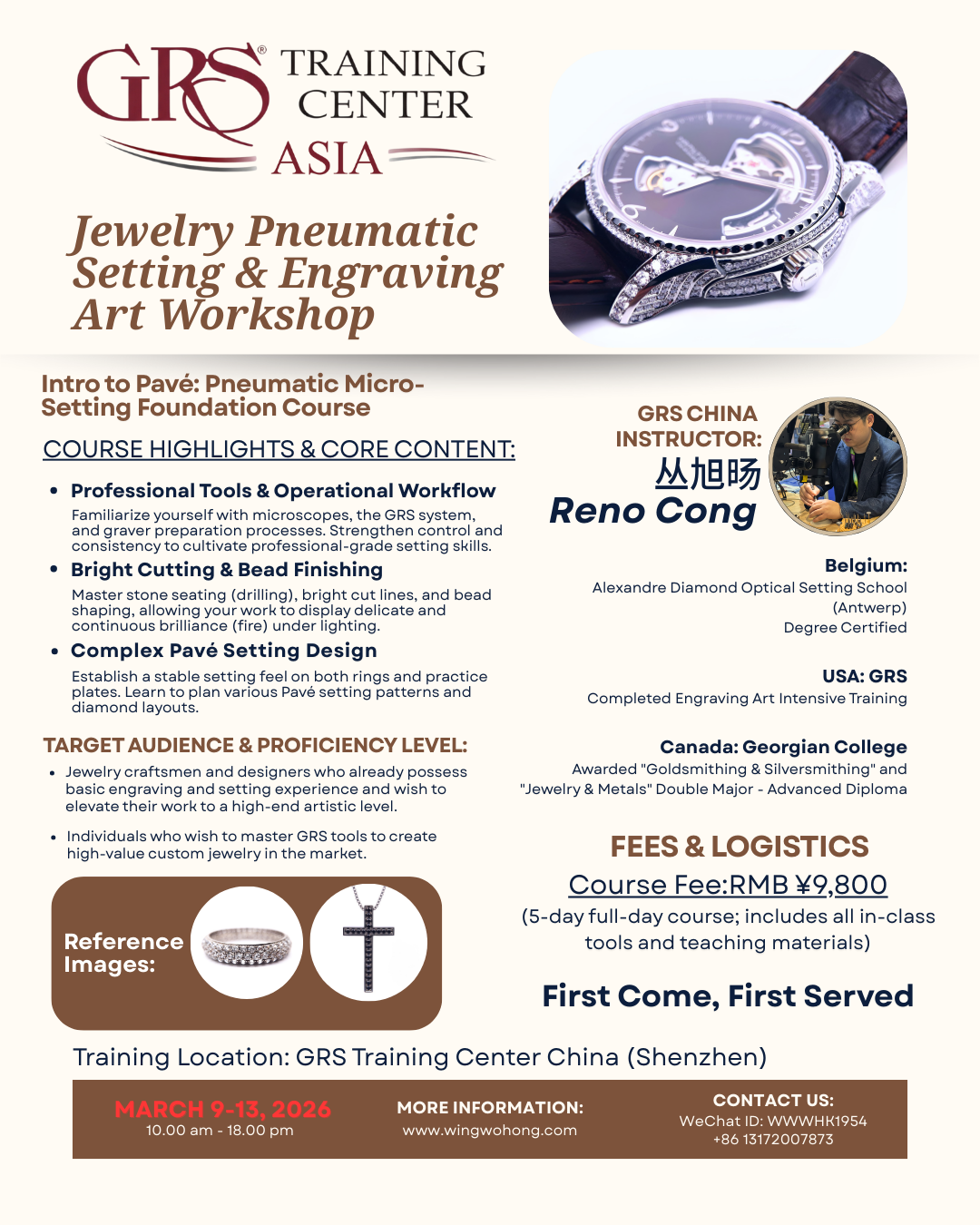 Introduction to Pavé Setting Course (Mar 9 - Mar 13, 2026)  (Balance)