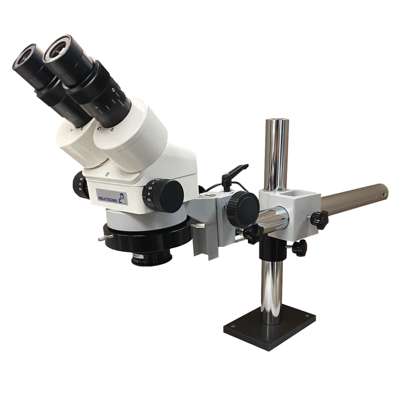 明治 EMZ-5 顕微鏡 + ロングピース顕微鏡スタンド パッケージ、0.63 倍対物レンズ LED リングライト付き