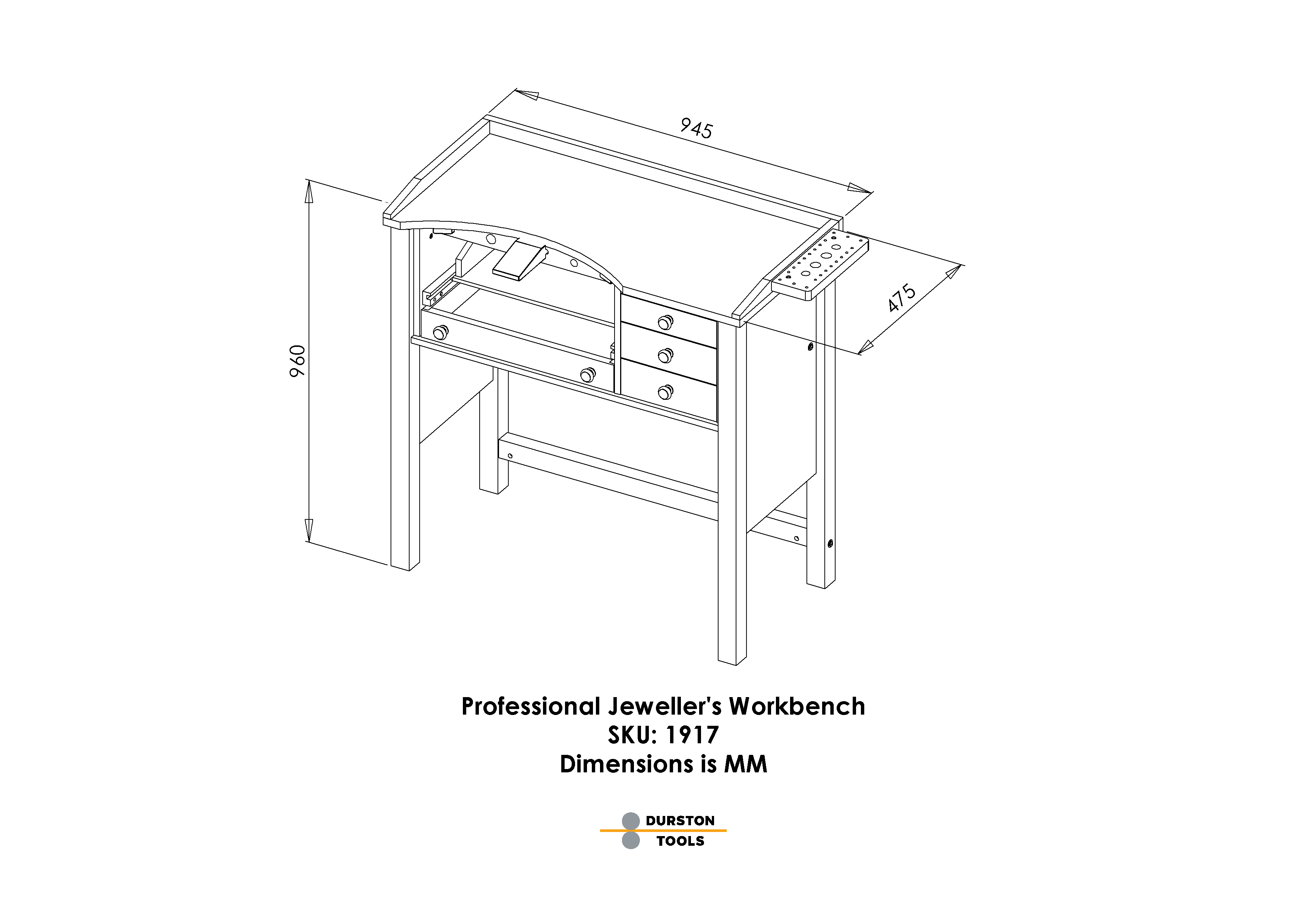 Durston Professional Jeweller’s Workbench Hardwood