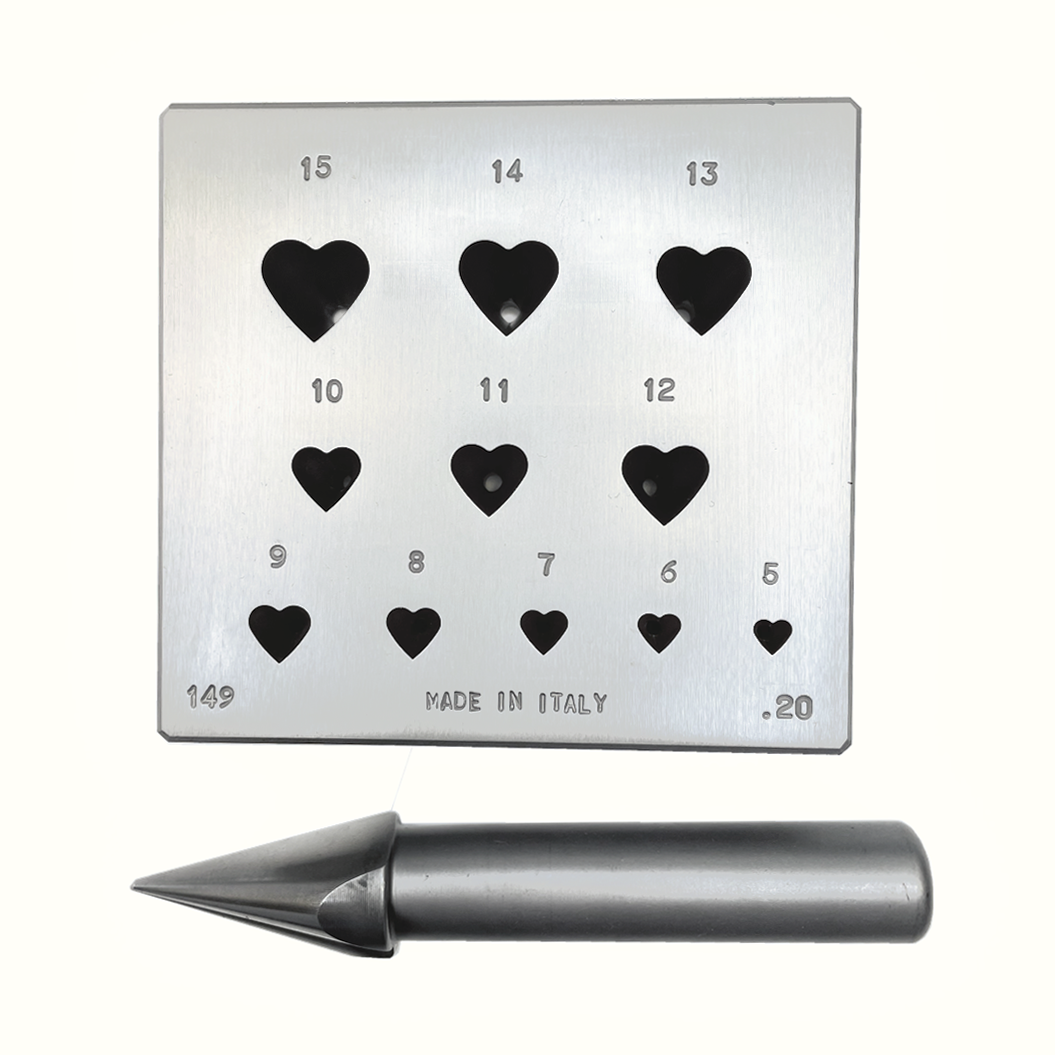 Bezel Forming Block 149 ,Heart Shape, 5-15mm ,17°, 11holes