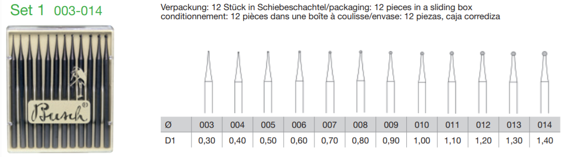 Busch Burs Fig. 1 set Round 003-014