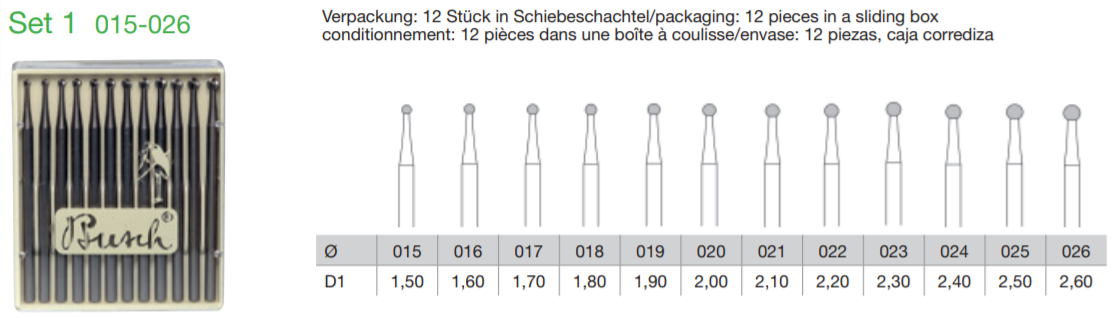 Busch Burs Fig. 1 set Round 015-026