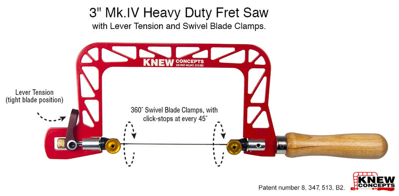 Knew Concepts 3" Mk.IV Heavy Duty Fret Saw with Lever Tension and Swivel Blade Clamps