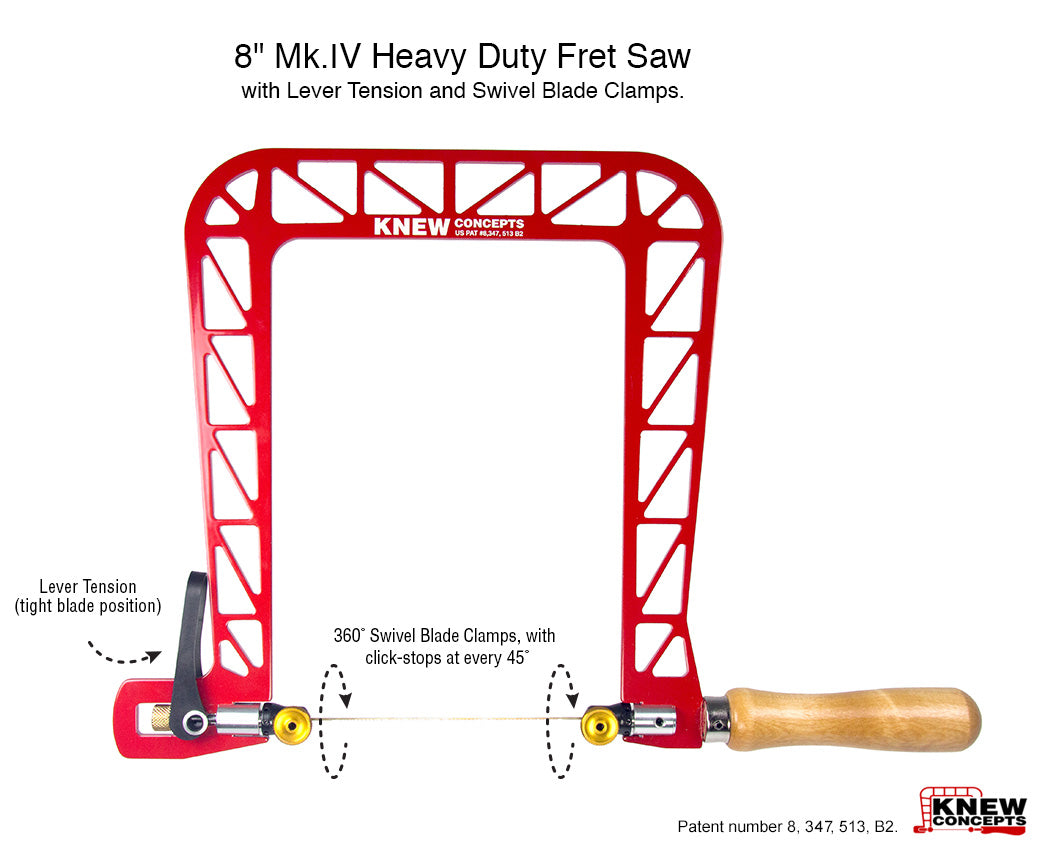 Knew Concepts 8" Mk.IV Heavy Duty Fret Saw with Lever Tension and Swivel Blade Clamps