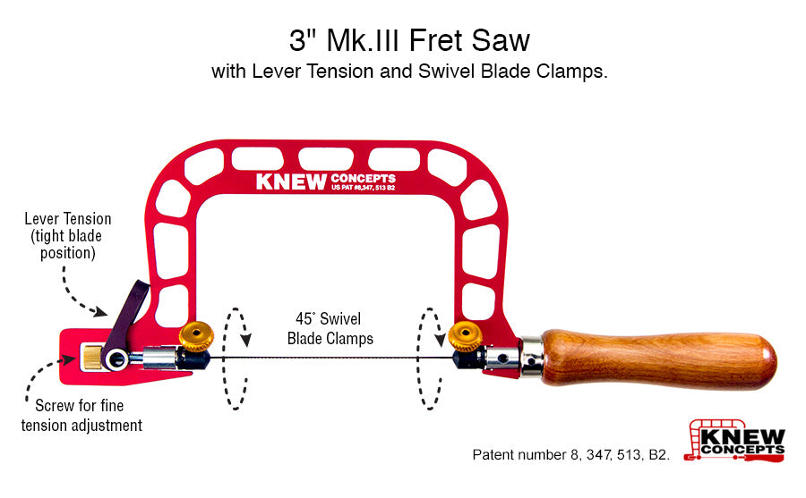 Knew Concepts 3" Mk.III Fret Saw with Lever Tension and Swivel Blade Clamps