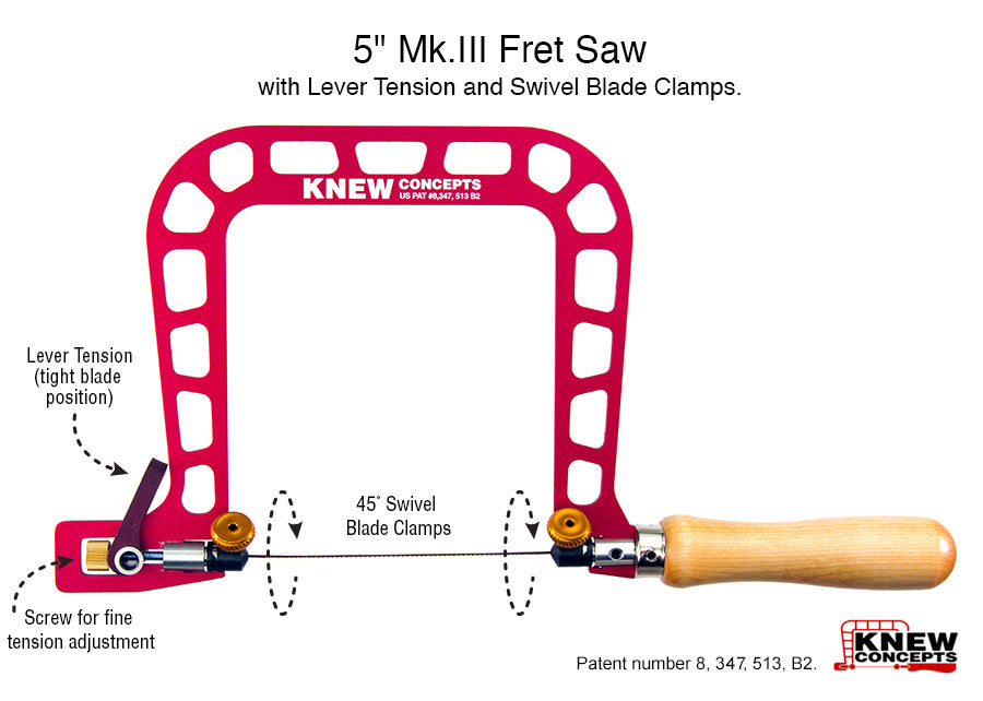 Knew Concepts 5" Fret Saw with Lever Tension and Swivel Blade Clamps