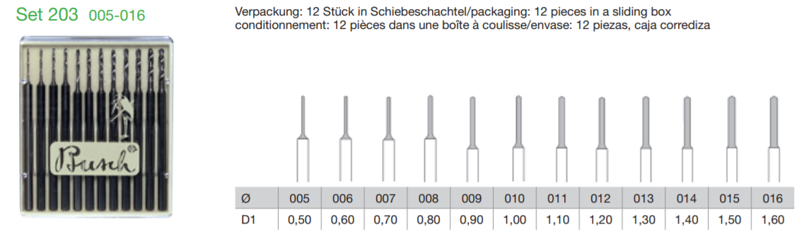 Busch 钻头 Fig. 203 套装 麻花钻 005-016 