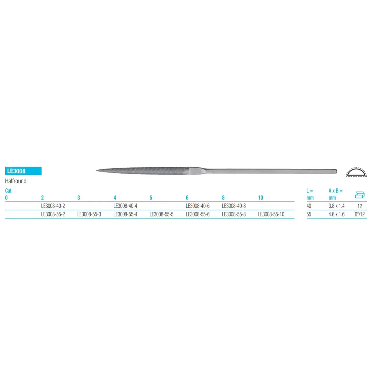 GLARDON VALLORBE Half Round Needle Files LE3008