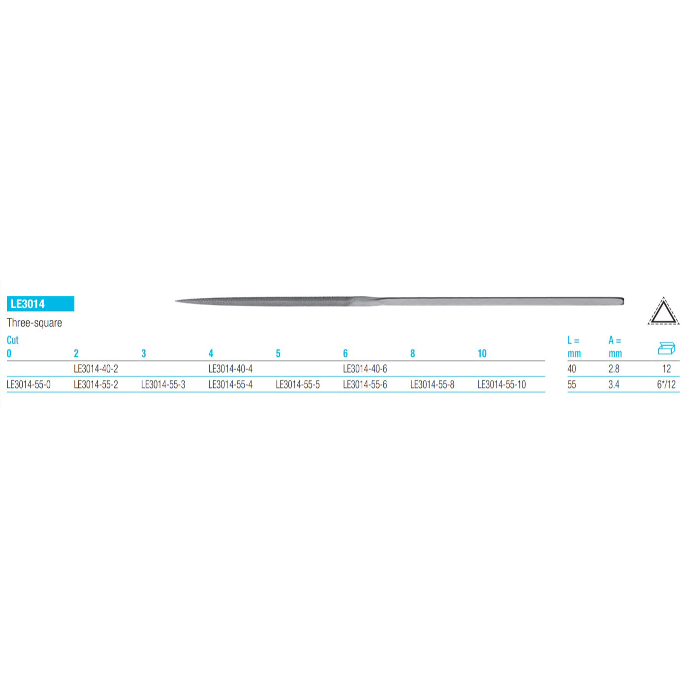 GLARDON VALLORBE Three-square Files LE3014