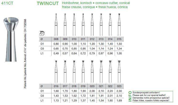 BUSCH Fig.411CT Twincut Bur 6's