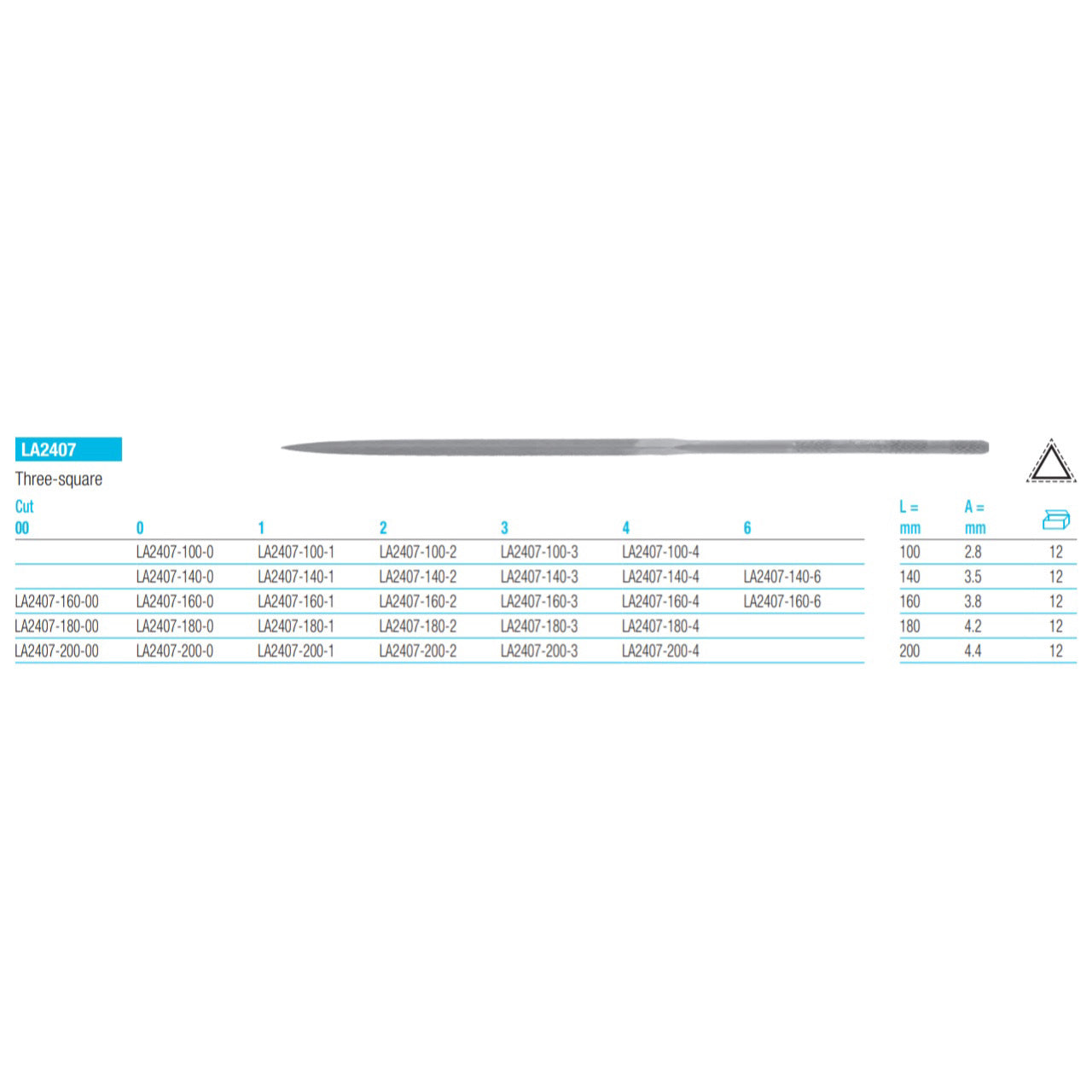 GLARDON VALLORBE Three-square Files LA2407