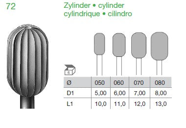 Busch Burs Fig.72-080 Cylinder 6's