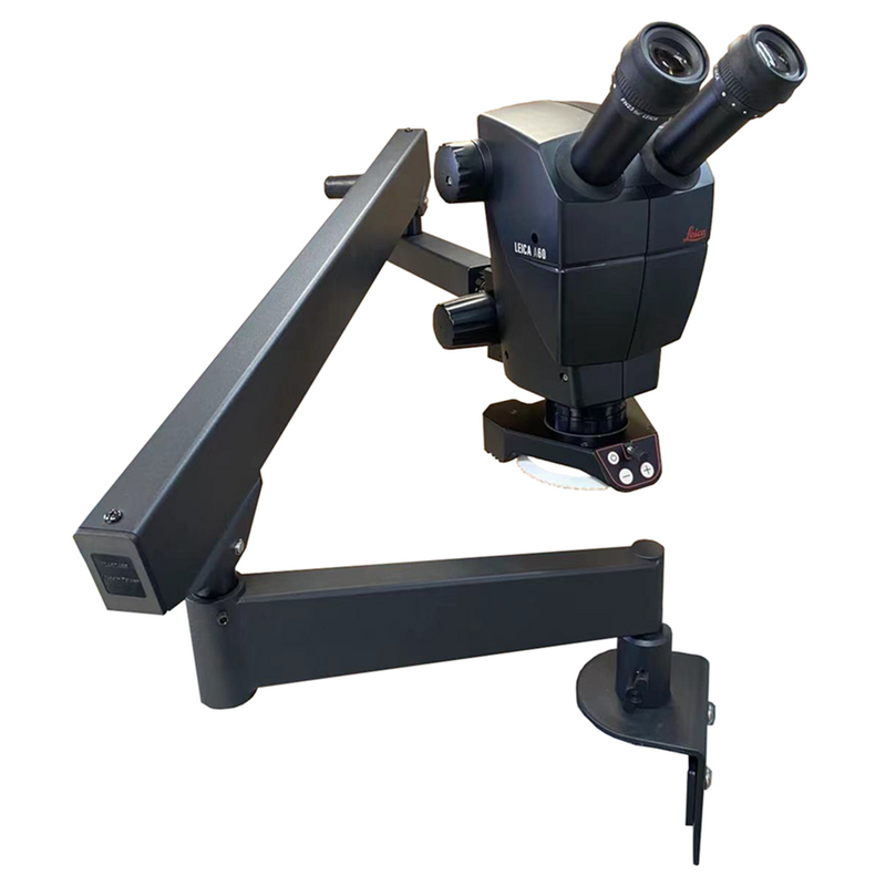 Leica® A60 顕微鏡 + フレックスアームスタンド — 0.63x 対物レンズ LED リングライト付きバリューパッケージ