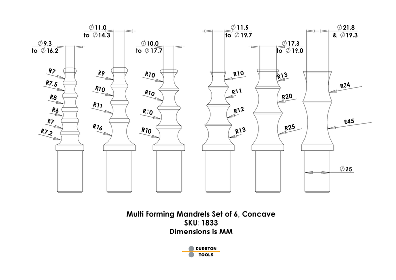 Durston Multi Forming Anvil Mandrels Set of 6 – Concave