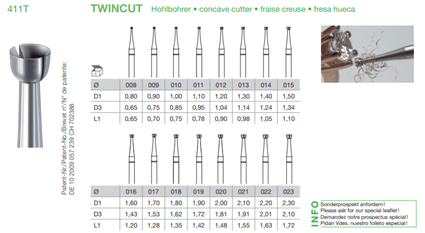 BUSCH Fig.411T Twincut Bur 6's