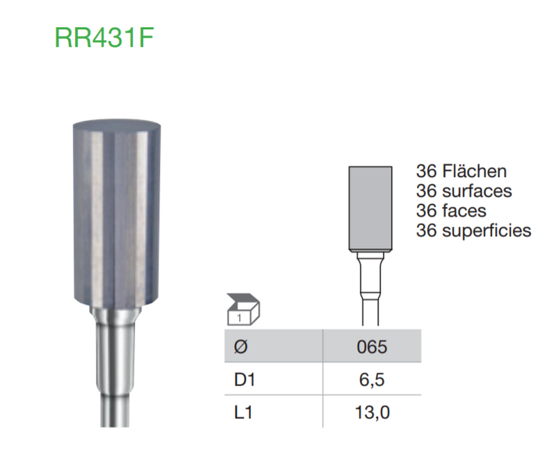 BUSCH Fig.RR431F/065 Carbide Ramroller Bur 1's