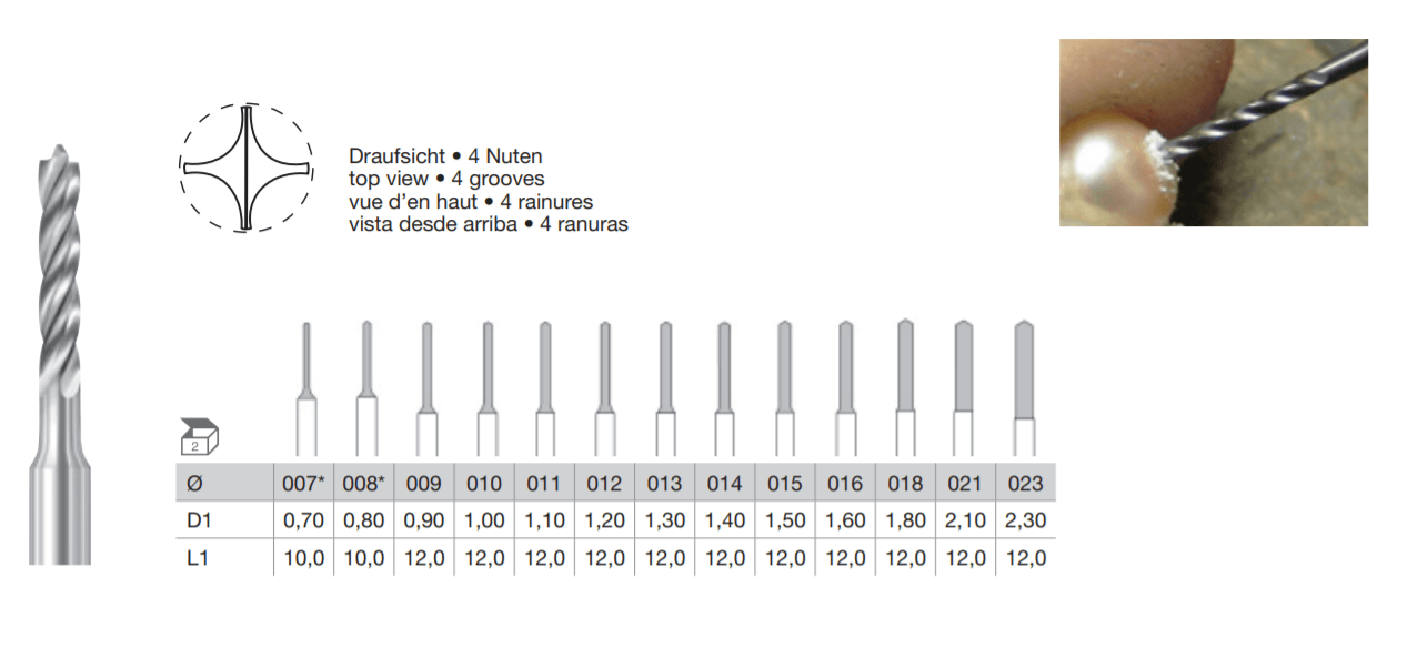 BUSCH Fig.4203 Carbide Twist-drill Bur 1's