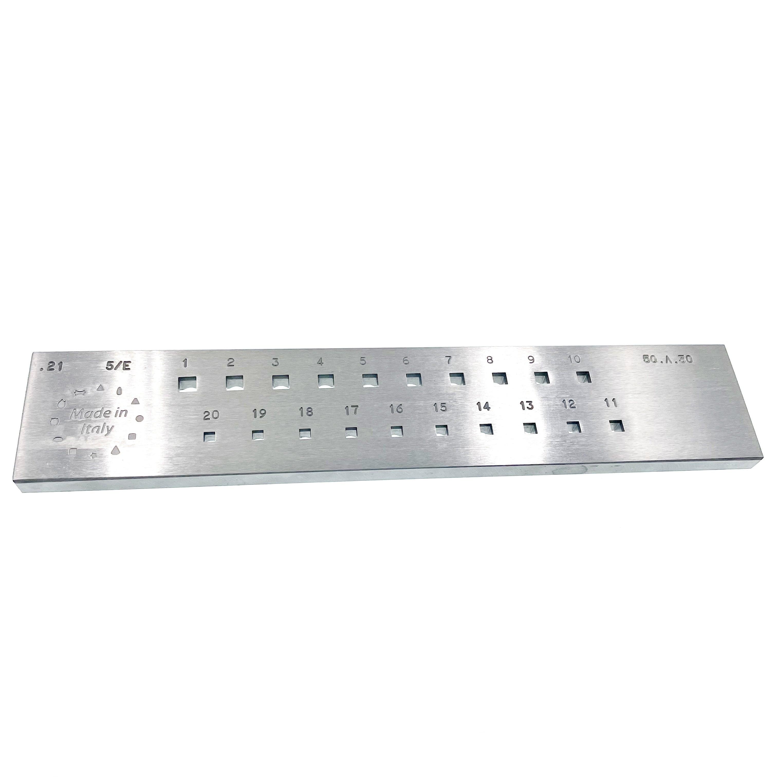 Italy Steel Square Drawplate,  3-5 MM - 5/E