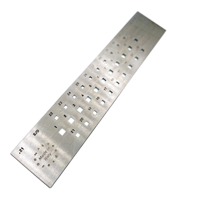 Italy Steel Square Drawplate,  3-6 MM, 31 Holes - 5/D