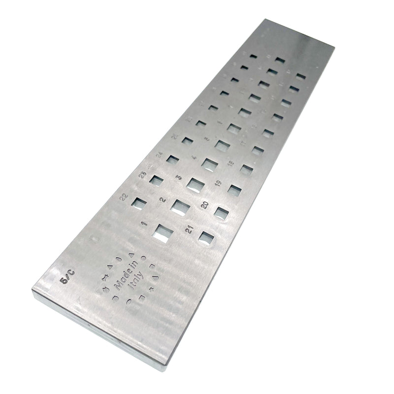 Italy Steel Square Drawplate,  5-8 MM, 31 Holes - 5/C
