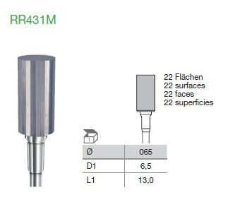 BUSCH Fig.RR431M/065 Carbide Ramroller Bur 1's